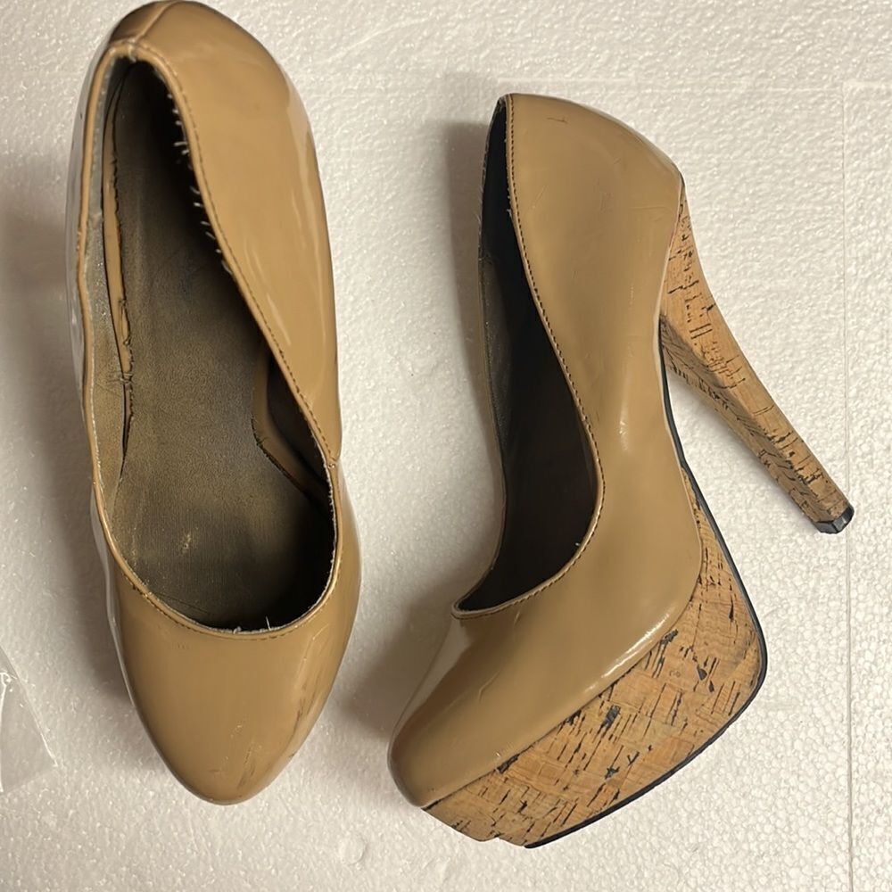 🔥4/$25 MICHAEL ANTONIO TAN CORKSCREW PLATFORM HIGH HEELS, 7.5